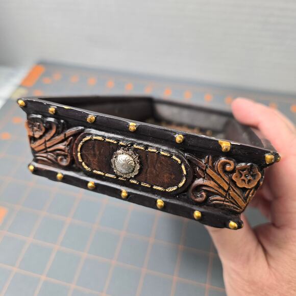 Faux Tooled Leather Western Horse Studded Trinket Tray Silver Conchas - Picture 11 of 14